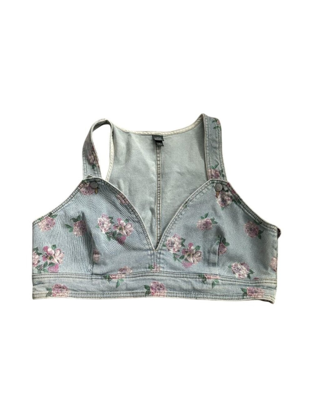 WILD FABLE Floral Light Wash Denim Crop Top Size XL